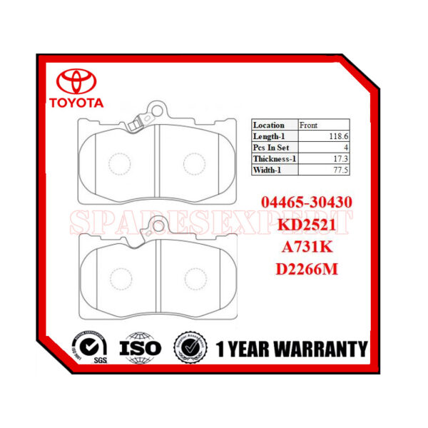04465-30430 Brake Pad Toyota Crown 4WD/MarkX 4WD GRS204/GRX133 FR