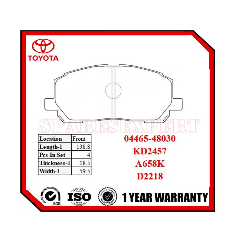 04465-48030 Brake Pad Toyota Kluger MCU20 FR