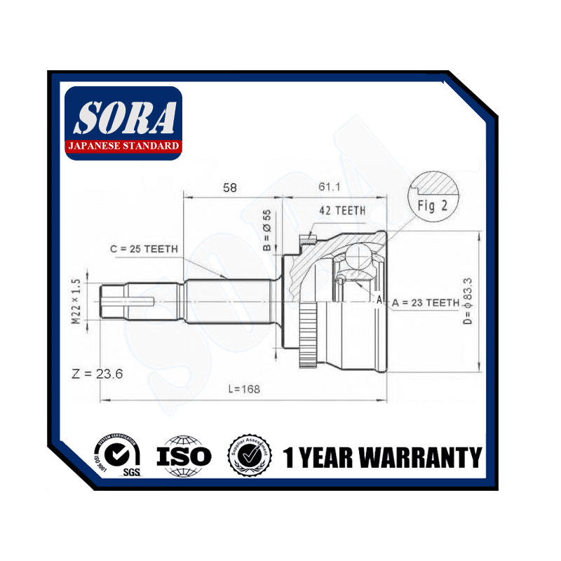 NI-60A42 CV Joint Nissan Sunny/Sylphy B15/G10 22*55*25 ABS 